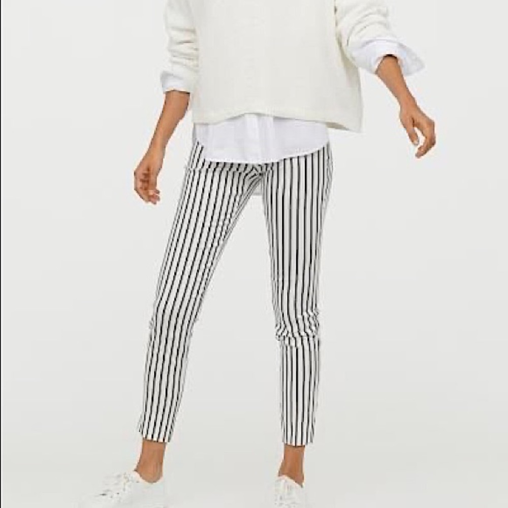 H&M white striped pants size 8